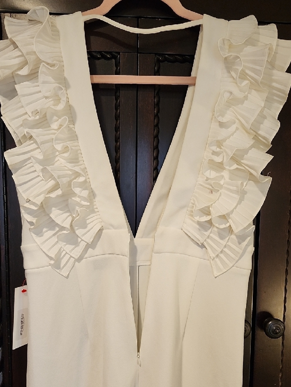 Ever After By Red Dress Boutique White Ruffle V-Neck Jumpsuit - Picture 8 of 8